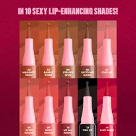 NYX Professional Makeup Lip Lingerie Lip Liner Stain shade range, showing 14 shades including 13 Tied Up.