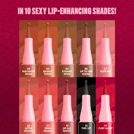 NYX Professional Makeup Lip Lingerie Lip Liner Stain shade range, showing 14 shades including 13 Tied Up.