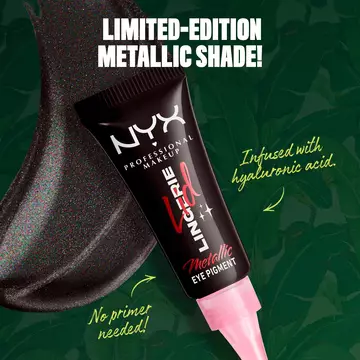 NYX Professional Makeup Party Animals Lid Lingerie Cream Eye Pigments in two limited-edition metallic shades: Gothic Garter and Pumpkin Vice.