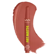 NYX Professional Makeup Fat Matte Smooth Color Lipstick in rose nude shade Rose Robe with creamy matte lipstick swatch showing smooth pigment and soft matte finish.