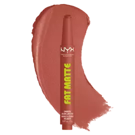 NYX Professional Makeup Fat Matte Smooth Color Lipstick in rose nude shade Rose Robe with creamy matte lipstick swatch showing smooth pigment and soft matte finish.