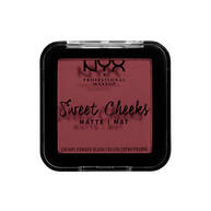 A closed container of Sweet Cheeks Creamy Powder Matte Blush by NYX Professional Makeup. 