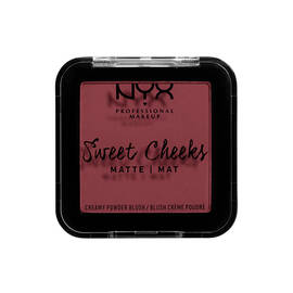 A closed container of Sweet Cheeks Creamy Powder Matte Blush by NYX Professional Makeup. 