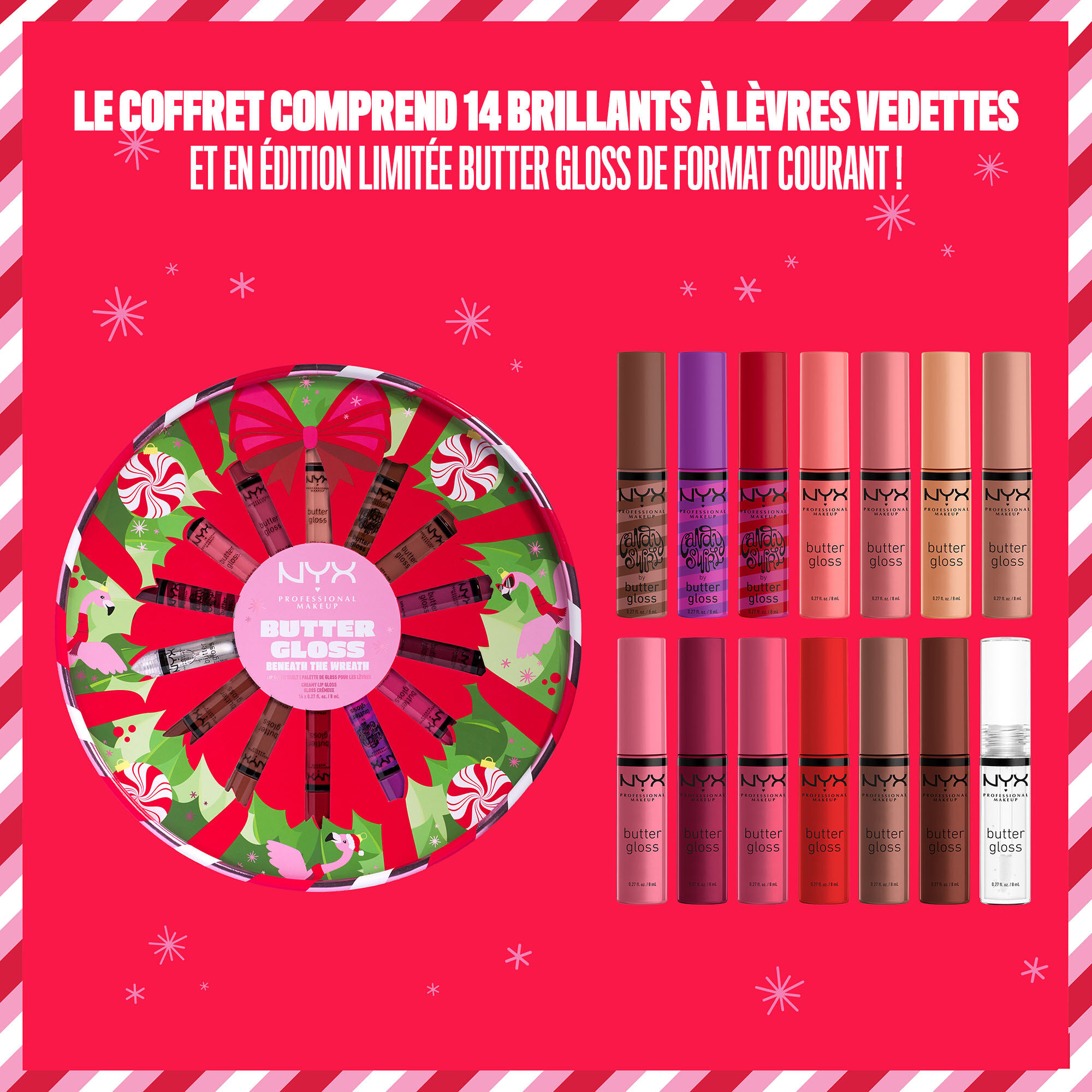 ENSEMBLE-CADEAU DE BRILLANTS A LEVRES BUTTER GLOSS COURONNE DE NOEL