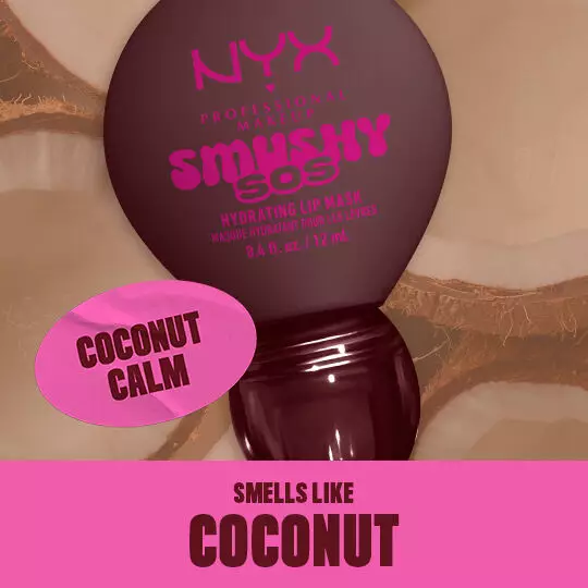 NYX Professional Makeup Smushy SOS Hydrating Lip Mask, Coconut Calm, coconut scent