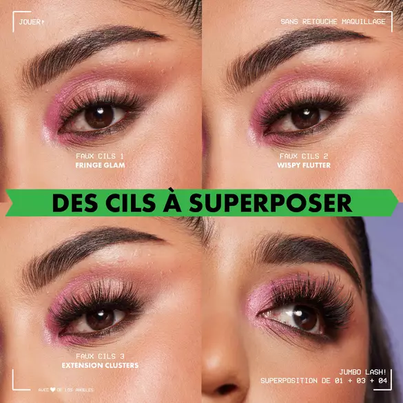Jumbo lashes in 4 stackable styles