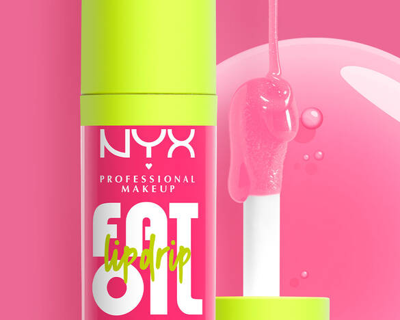 NYX Professional Makeup Fat Oil Lip Drip on a light pink background matching the product swatch color.