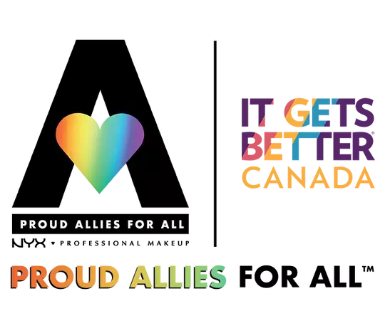 logos from the collaboration between NYX Proud Allies For All and the Lost Angeles LGBT Center