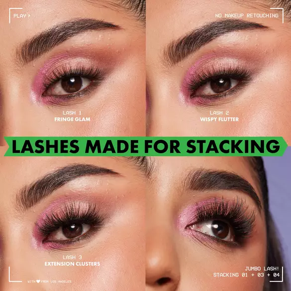 Jumbo lashes in 4 stackable styles