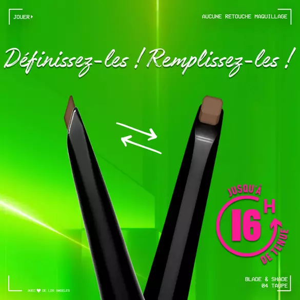 Just blade it, flip it, shade it for a nano-bladed brow look that lasts up to 16H!