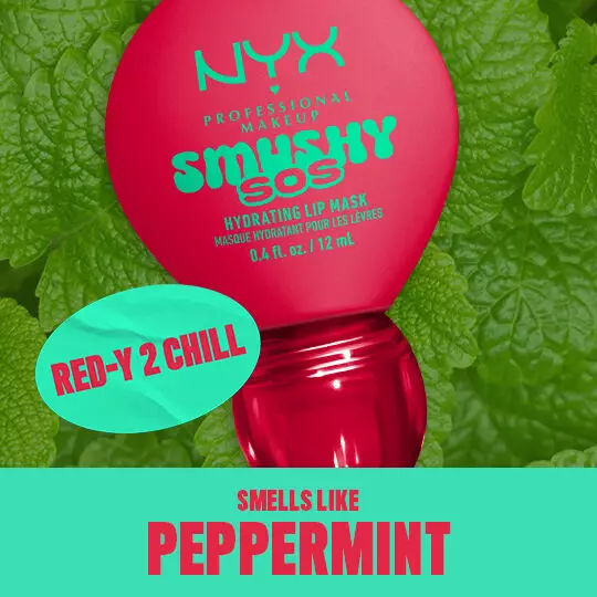 NYX Professional Makeup Smushy SOS Hydrating Lip Mask, Red-y 2 Chill, peppermint scent