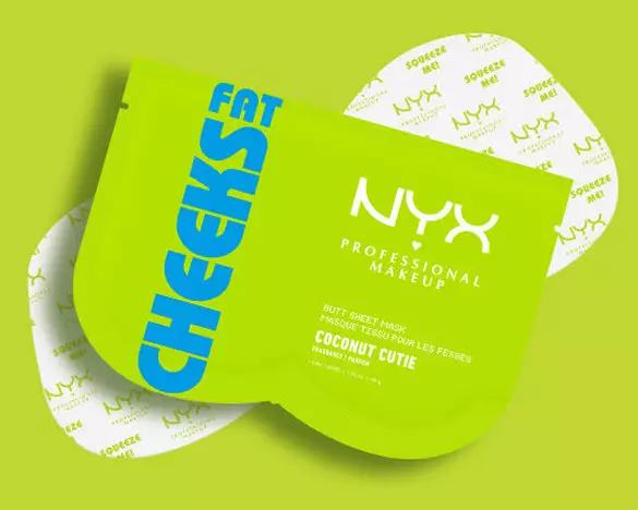 NYX Professional Makeup Fat Cheeks Butt Mask with mask behind the packshot.