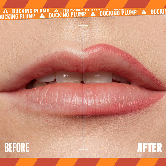 Before and After of lips with Duck Plump Plumping Lip Liner