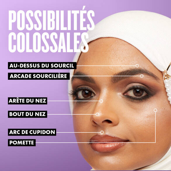 Multi-use face highlighter on your cheek, lips and nose.