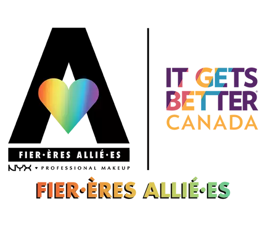 logos from the collaboration between NYX Proud Allies For All and the Lost Angeles LGBT Center